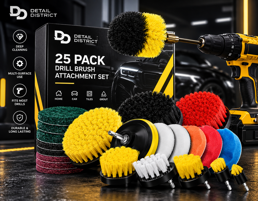 25 Pack Drill Brush Attachment Set Scrub Pads & Sponge All Purpose Power Clean